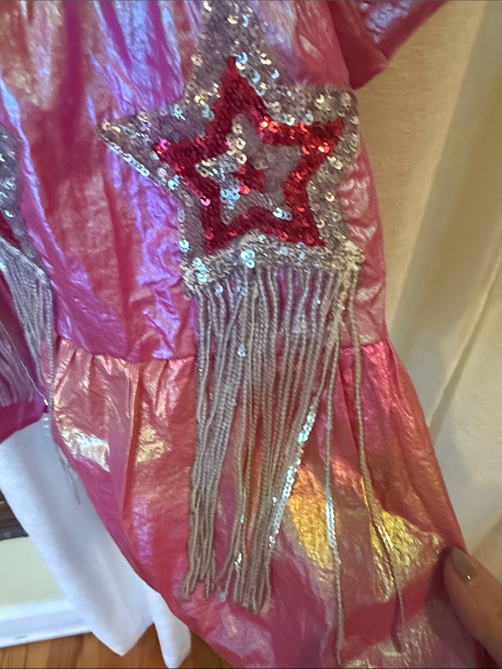 Fantastic Fawn Metallic Hot Pink Star Tassel Peplum Top - Picture 3 of 5